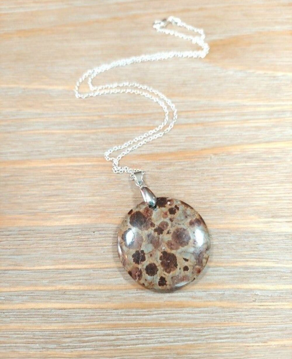 Large Brown Snowflake Obsidian Necklace Natural Gemstone Pendant